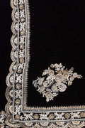 Black Trendy Velvet Sequins And Zardozi Work Saree - Luxurion World