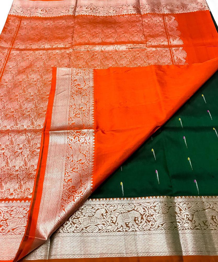 Green Handloom Venkatgiri Pure Silk Saree - Luxurion World