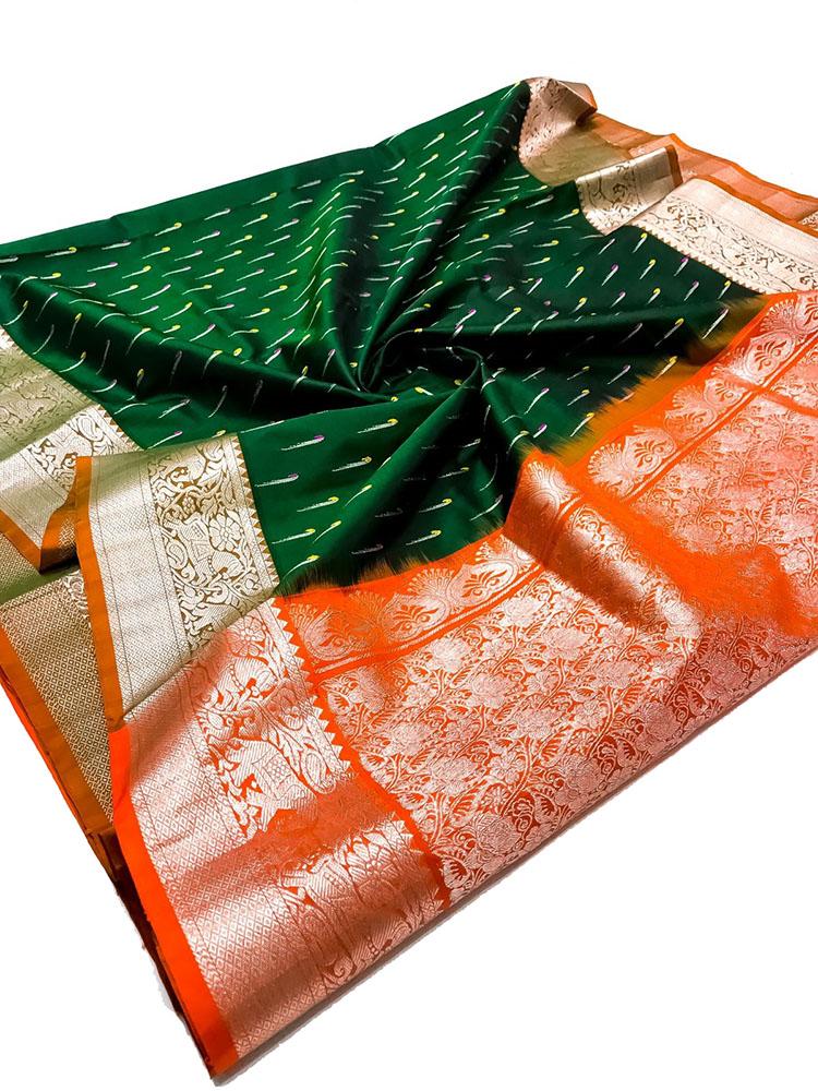 Green Handloom Venkatgiri Pure Silk Saree - Luxurion World