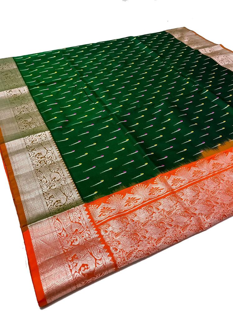 Green Handloom Venkatgiri Pure Silk Saree - Luxurion World