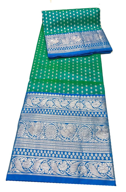Green Handloom Venkatgiri Pure Silk Saree - Luxurion World