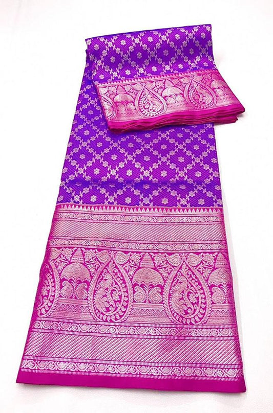 Purple Handloom Venkatgiri Pure Silk Saree - Luxurion World