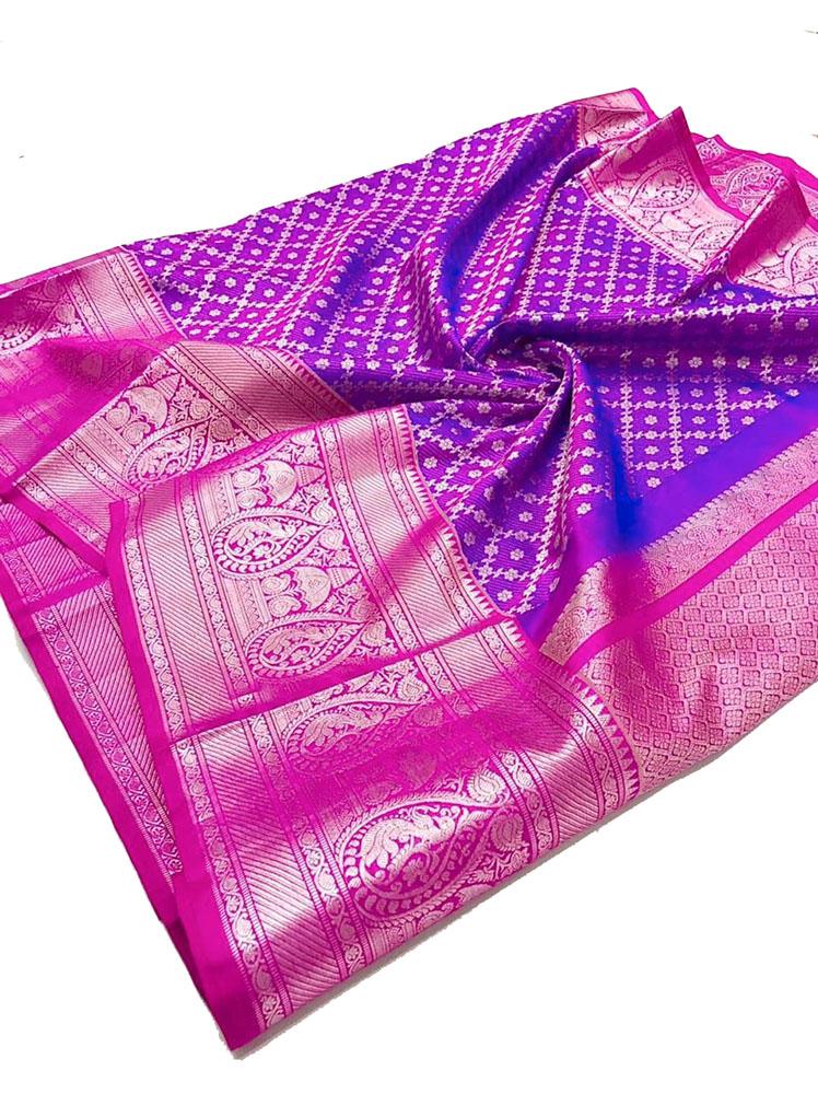 Purple Handloom Venkatgiri Pure Silk Saree - Luxurion World