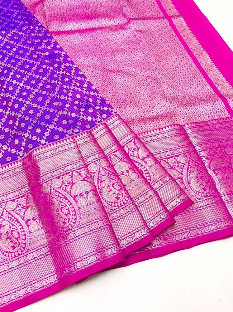 Purple Handloom Venkatgiri Pure Silk Saree - Luxurion World
