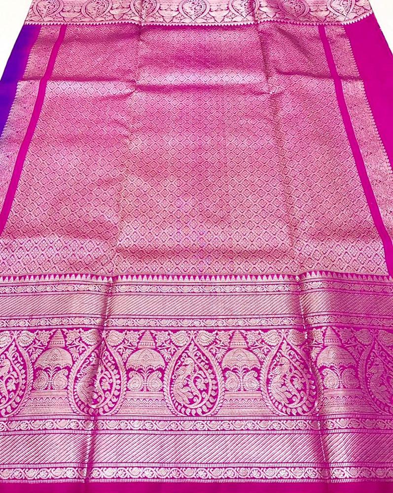 Purple Handloom Venkatgiri Pure Silk Saree - Luxurion World