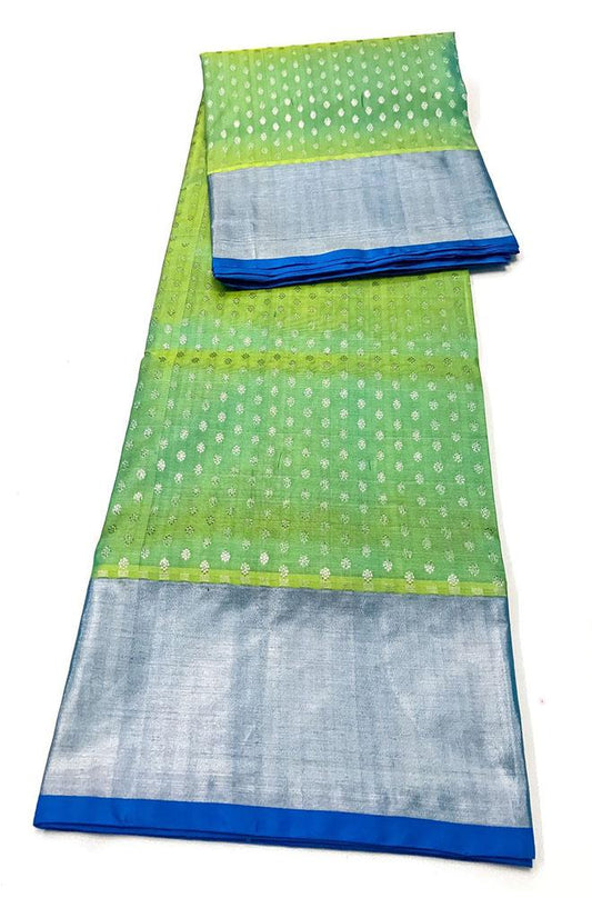 Green Handloom Venkatgiri Pure Silk Saree - Luxurion World