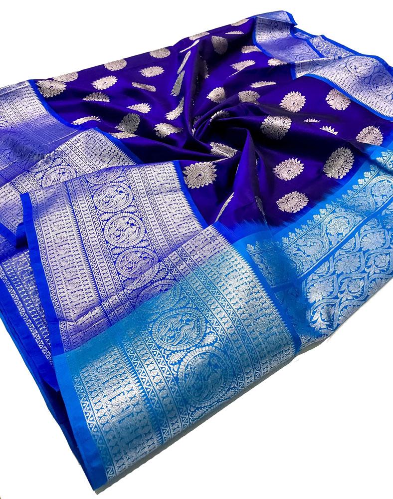 Blue Handloom Venkatgiri Pure Silk Saree - Luxurion World
