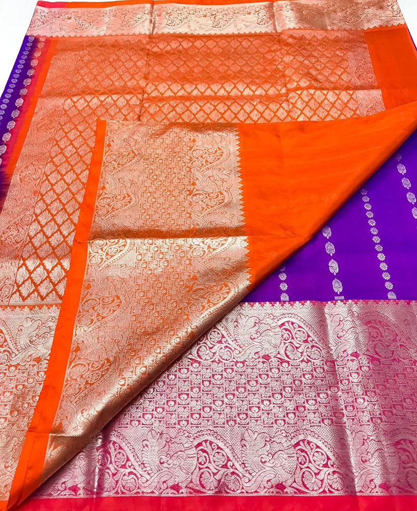 Purple Handloom Venkatgiri Pure Silk Saree - Luxurion World