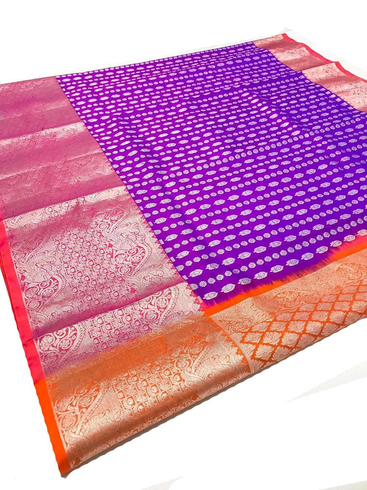 Purple Handloom Venkatgiri Pure Silk Saree - Luxurion World