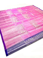 Pink Handloom Venkatgiri Tissue Silk Saree - Luxurion World