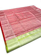 Red Handloom Venkatgiri Tissue Silk Saree - Luxurion World