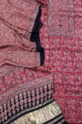 Stylish Red Ajarakh Hand Block Print Gajji Silk Suit Set for Women - Luxurion World