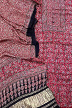 Stylish Red Ajarakh Hand Block Print Gajji Silk Suit Set for Women - Luxurion World