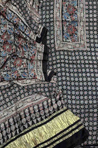 Stylish Black Ajarakh Hand Block Print Gajji Silk Suit Set - Perfect for Any Occasion! - Luxurion World