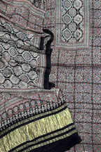Stylish Black Ajarakh Hand Block Print Gajji Silk Suit Set for Women - Luxurion World