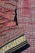 Stunning Red Ajarakh Hand Block Print Gajji Silk Suit Set - Perfect for Any Occasion! - Luxurion World