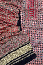 Stunning Red Ajarakh Hand Block Print Gajji Silk Suit Set - Perfect for Any Occasion! - Luxurion World
