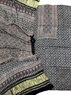Stylish Black Ajarakh Hand Block Print Gajji Silk Suit Set for Women - Luxurion World
