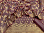 Purple Banarasi Silk Three Piece Unstitched Suit - Luxurion World