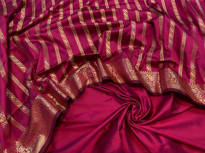 Pink Banarasi Silk Unstitched Three Piece Suit Set - Luxurion World