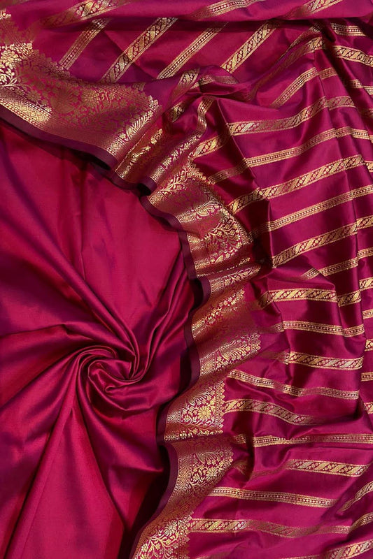 Pink Banarasi Silk Unstitched Three Piece Suit Set