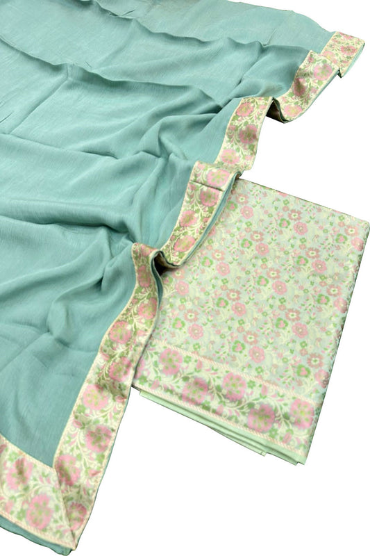 Elegant Green Banarasi Silk Meenakari Three Piece Suit Set: A Timeless Masterpiece - Luxurion World