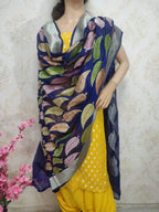 Yellow Handloom Banarasi Pure Georgette Three Piece Unstitched Suit Set With Brush Dye Dupatta - Luxurion World