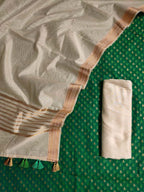 Green And Pastel Banarasi Chanderi Silk Three Piece Unstitched Suit Set - Luxurion World