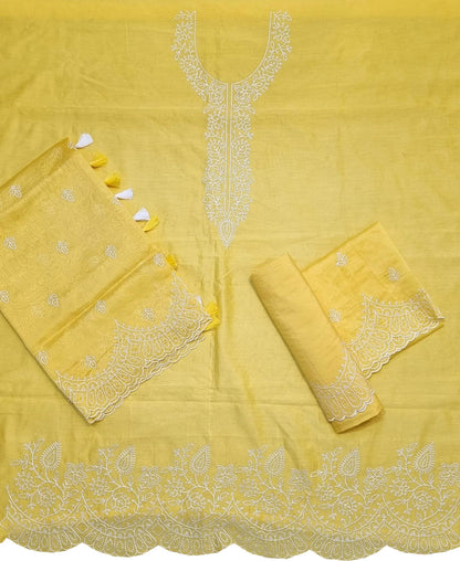 Shop the Latest Yellow Banarasi Embroidered Chanderi Silk Suit Set - Perfect for Any Occasion! - Luxurion World