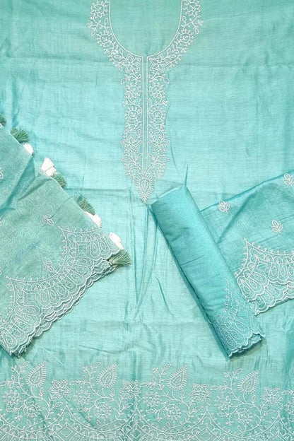 Shop the Latest Blue Banarasi Embroidered Chanderi Silk Suit Set - Luxurion World