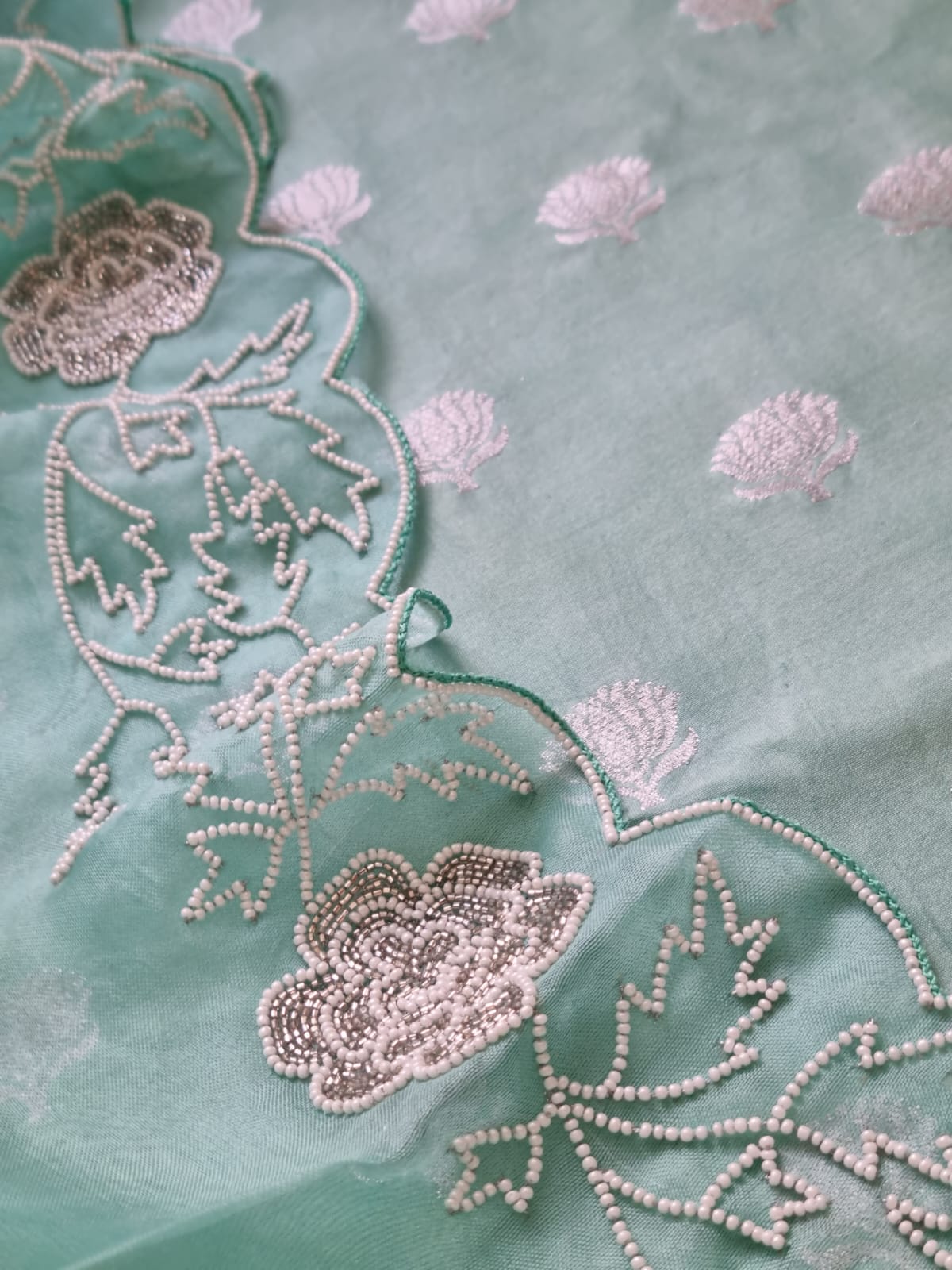 Blue Banarasi Chanderi Silk Suit Set With Embroidered Cutdana Work Organza Silk Dupatta - Luxurion World