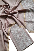 Pink Banarasi Embroidered Chanderi Silk Three Piece Unstitched Suit Set - Luxurion World