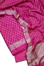 Elegant Pink Banarasi Satin Silk Three Piece Suit Set - Luxurion World