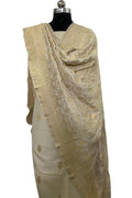 Pastel Banarasi Handloom Pure Moonga Silk Three Piece Unstitched Suit Set - Luxurion World