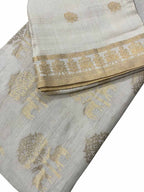 Dyeable Banarasi Handloom Pure Moonga Silk Three Piece Unstitched Suit Set - Luxurion World