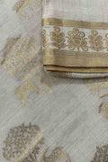Dyeable Banarasi Handloom Pure Moonga Silk Three Piece Unstitched Suit Set - Luxurion World