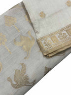 Dyeable Banarasi Handloom Pure Moonga Silk Three Piece Unstitched Suit Set - Luxurion World