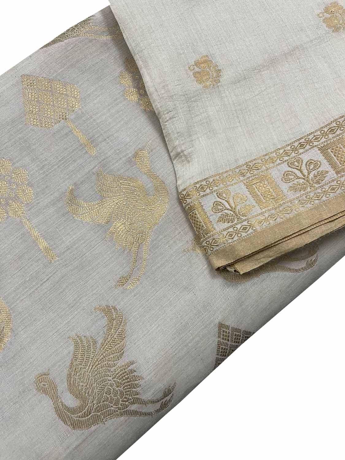 Dyeable Banarasi Handloom Pure Moonga Silk Three Piece Unstitched Suit Set - Luxurion World