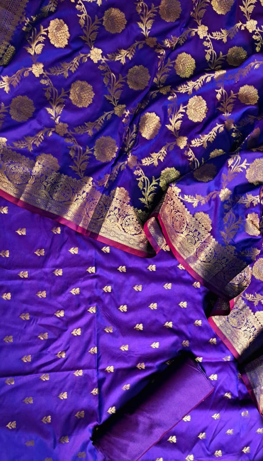 Elegant Purple Banarasi Silk Unstitched Suit Set: A Regal Delight - Luxurion World