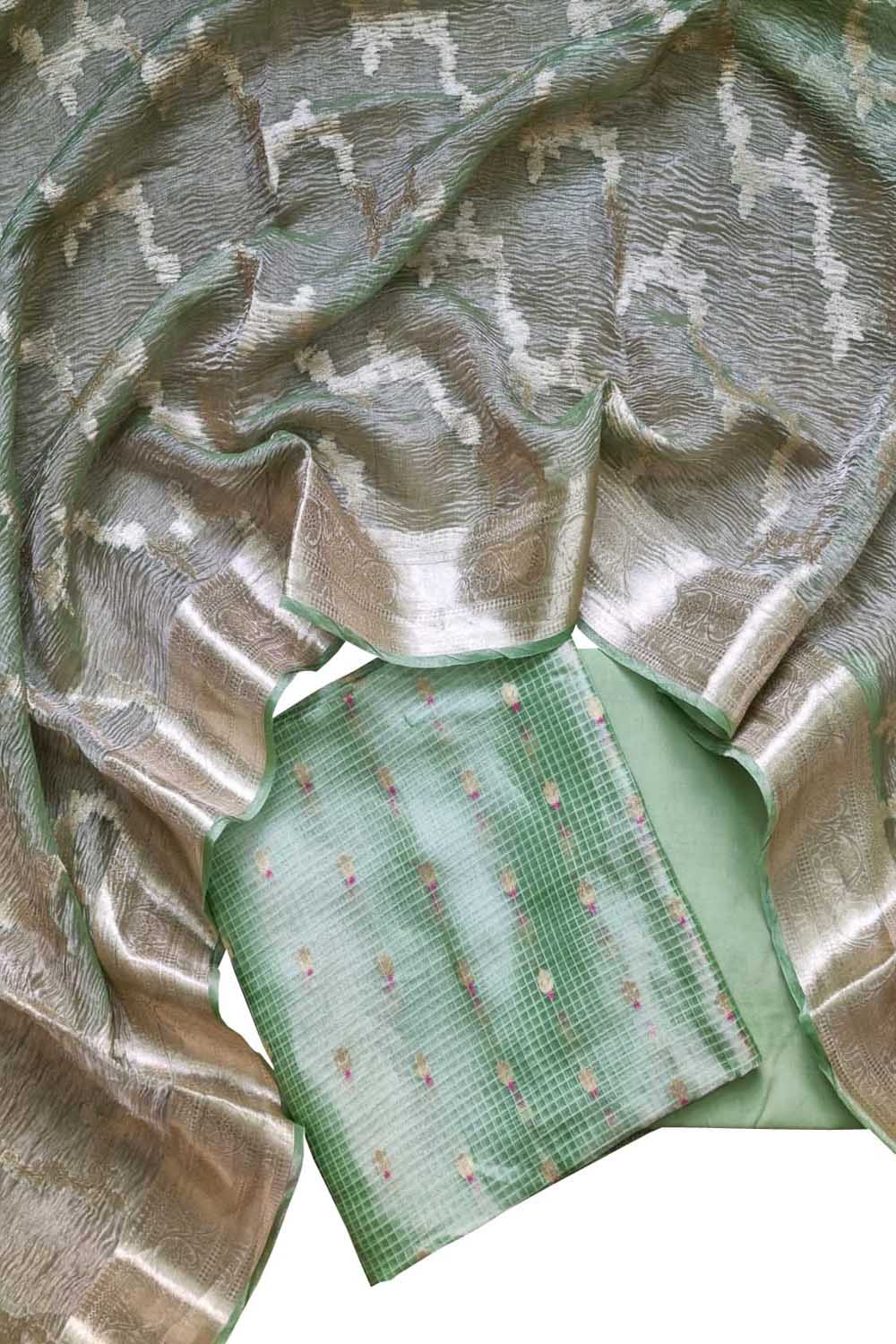 Green Banarasi Tissue Silk Suit Set - Luxurion World