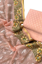 Stunning Pink Banarasi Cotton Suit Set with Embroidered Organza Dupatta - Luxurion World