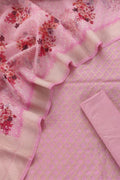 Pink Banarasi Organza Silk Three Piece Unstitched Suit Set - Luxurion World