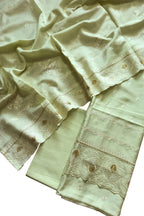 Green Banarasi Pure Chanderi Silk Embroidered Suit Set - Luxurion World