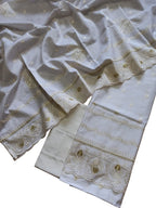 Off White Banarasi Pure Chanderi Silk Embroidered Suit Set - Luxurion World
