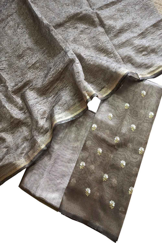 Elegant Pastel Tissue Silk Embroidered Unstitched Suit Set - Luxurion World