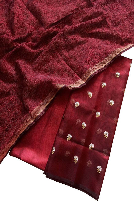 Elegant Red Silk Embroidered Suit Set: Unstitched Luxury for Every Occasion - Luxurion World
