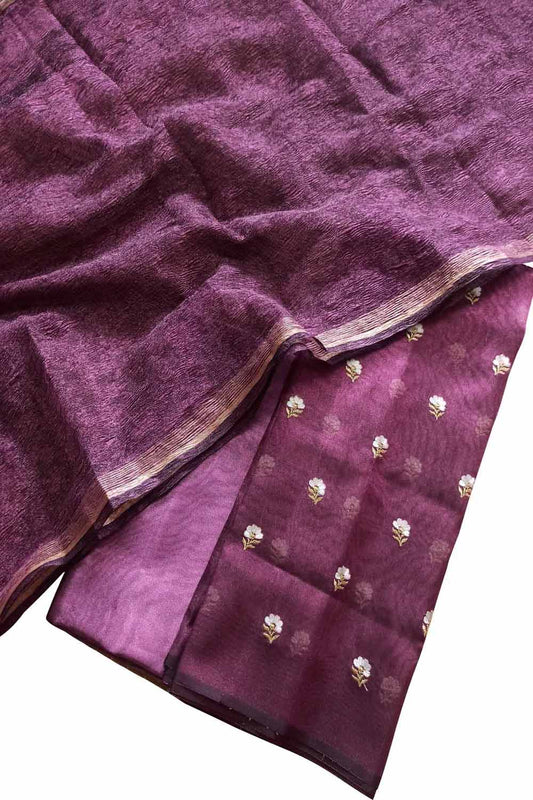 Elegant Purple Silk Suit Set with Exquisite Embroidery - Luxurion World