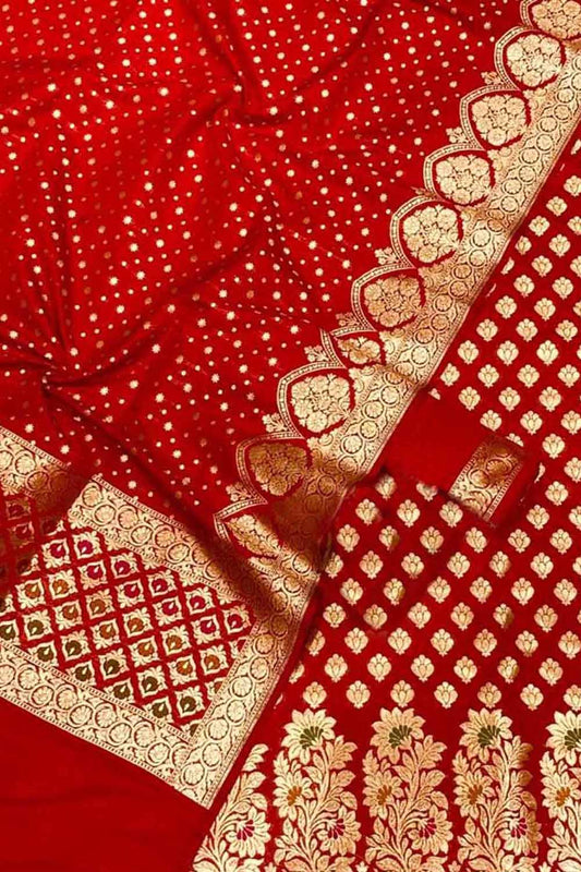 Red Banarasi Tanchui Silk Suit Set - Elegant Ethnic Attire