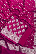 Stunning Pink Banarasi Dupion Silk Suit Set - Unstitched 3-Piece - Luxurion World