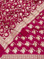 Pink Banarasi Georgette Three Piece Unstitched Suit Set - Luxurion World